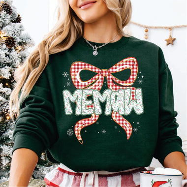 Christmas Red Check Bow Memaw