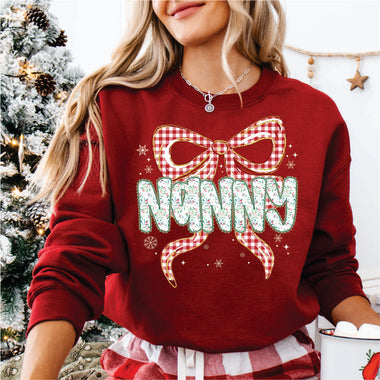 Christmas Red Check Bow Nanny