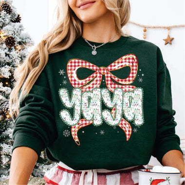 Christmas Red Check Bow Yaya