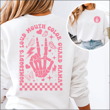 Color Guard Mom Skeleton Pink 2 parts DTF Transfer