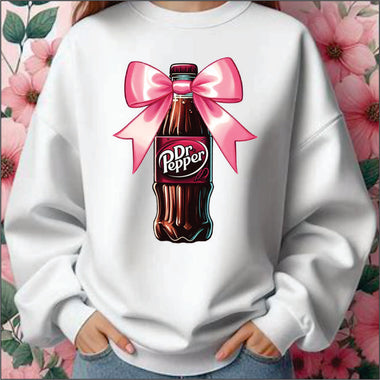 Dr Pepper inspired Pink Bow Coquette DTF Transfer