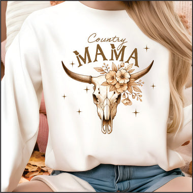 Country Mama floral skull DTF Transfer