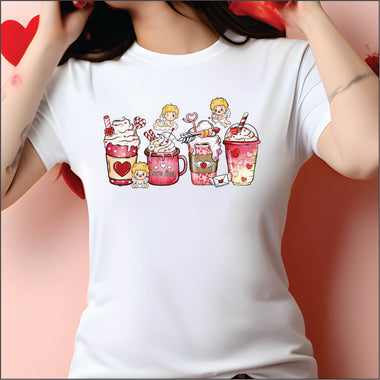 Coffee Lovers Cupid Valentines DTF Transfer