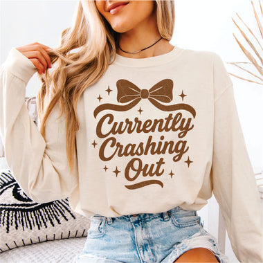 Currently Crashing Out brown print