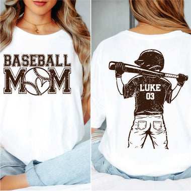 Custom Baseball Mom Brown w player name & number