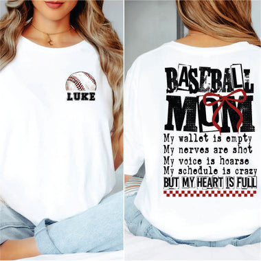 Custom Baseball Mom My Heart is Full w name