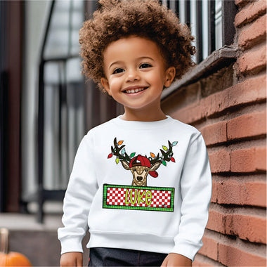 Custom Boy Deer w Christmas Lights - w name