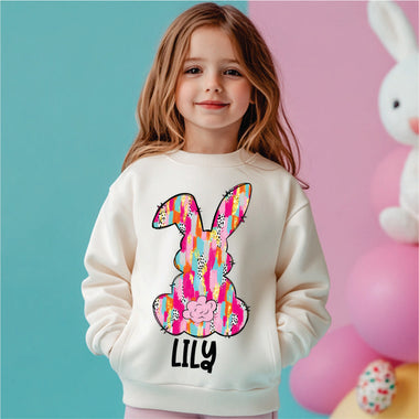 Custom Brushstroke Colorful Bunny w name