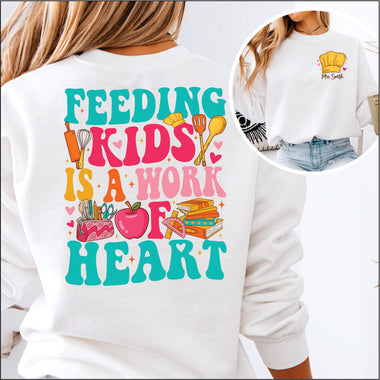 Custom Feeding Kids is a Work of Heart 2 part DTF Transfer