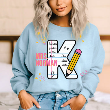 Custom Paper Number Kindergarten Teacher DTF Transfer