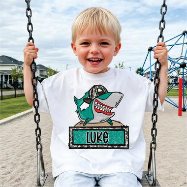 Custom Shark w Camo Hat with name