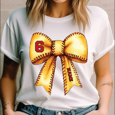 Personalized Softball Bow DTF Transfer