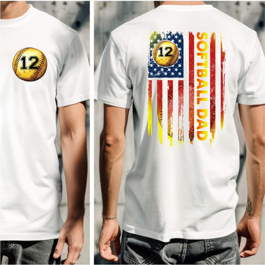 Custom Softball Dad Flag 2 part w number