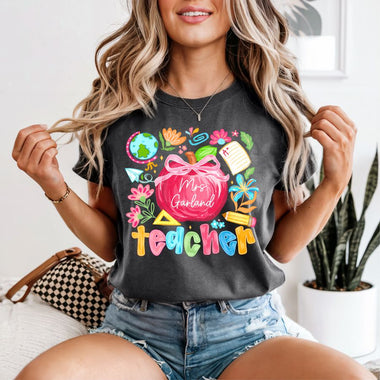 Custom Teacher Boho Apple w name