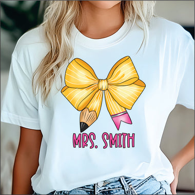 Custom Teacher Bow DTF Transfer