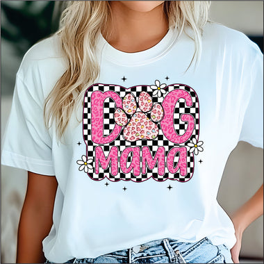 Dog Mom Check Background DTF Transfer