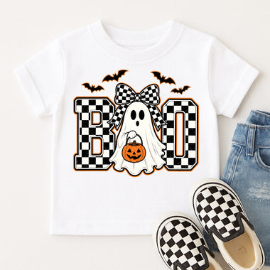 Boo Halloween Girl Ghost Bow Bats Pumpkin DTF Transfer DTF Heat Press Transfer from Sweet Tee Transfers