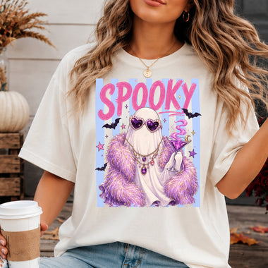 Spooky Fancy Ghost Striped DTF Transfer DTF Heat Press Transfer from Sweet Tee Transfers