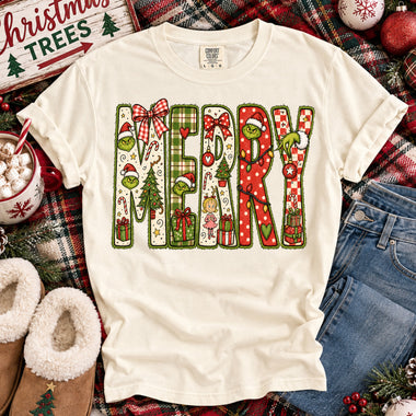 Green Guy Merry DTF Transfer DTF Heat Press Transfer from Sweet Tee Transfers