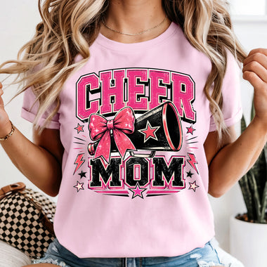 Cheer Mom Pink Bow DTF Transfer DTF Heat Press Transfer from Sweet Tee Transfers