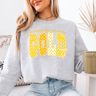 In September We Wear Gold DTF Transfer DTF Heat Press Transfer from Sweet Tee Transfers