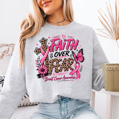 Breast Cancer Awareness Faith Over Fear DTF Transfer DTF Heat Press Transfer from Sweet Tee Transfers