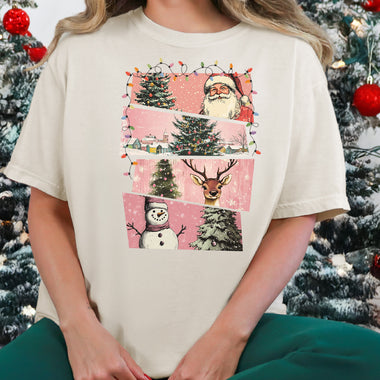 Vintage Pink Christmas Grunge DTF Transfer DTF Heat Press Transfer from Sweet Tee Transfers