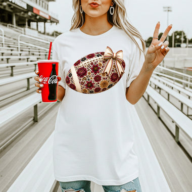 Garnet and Gold Football DTF Transfer – Coquette DTF Heat Press Transfer from Sweet Tee Transfers