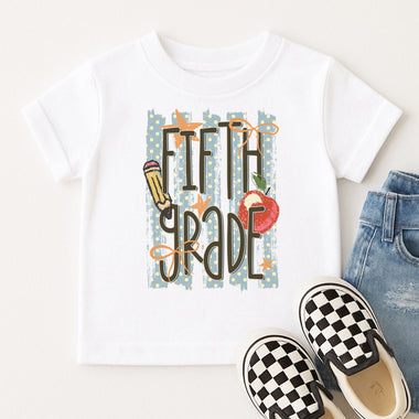 Preppy Striped Fifth Grade DTF Transfer DTF Heat Press Transfer from Sweet Tee Transfers