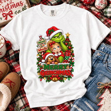 Merry Grinchmas Green Guy and Friends DTF Transfer DTF Heat Press Transfer from Sweet Tee Transfers