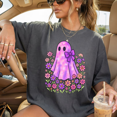 Ghost Neon Purple with Flowers DTF Transfer DTF Heat Press Transfer from Sweet Tee Transfers