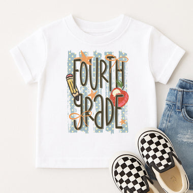 Preppy Striped Fourth Grade DTF Transfer DTF Heat Press Transfer from Sweet Tee Transfers