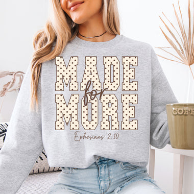 Made for More Cream and Brown Polka Dot Ephesians 2:10 DTF Transfer DTF Heat Press Transfer from Sweet Tee Transfers