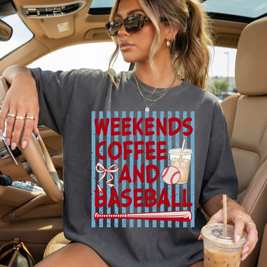 Weekends Coffee and Baseball Mom DTF Transfer DTF Heat Press Transfer from Sweet Tee Transfers