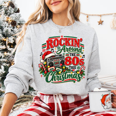 Rockin' Around the 80s This Christmas DTF Transfer DTF Heat Press Transfer from Sweet Tee Transfers