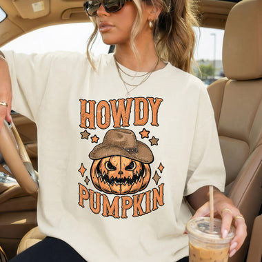 Howdy Pumpkin Face DTF Transfer DTF Heat Press Transfer from Sweet Tee Transfers