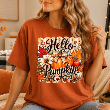 Hello Pumpkin DTF Transfer DTF Heat Press Transfer from Sweet Tee Transfers