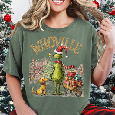 Mean Guy and Dog Whoville Christmas DTF Transfer DTF Heat Press Transfer from Sweet Tee Transfers