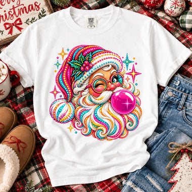 Retro Colorful Santa Claus Christmas DTF Transfer DTF Heat Press Transfer from Sweet Tee Transfers