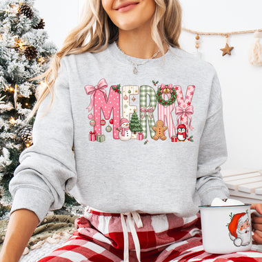 Merry Christmas Pink DTF Transfer DTF Heat Press Transfer from Sweet Tee Transfers