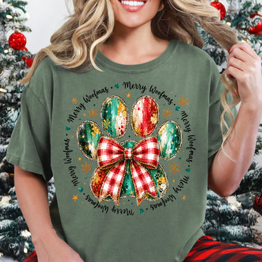 Merry Woofmas Pawprint DTF Transfer DTF Heat Press Transfer from Sweet Tee Transfers