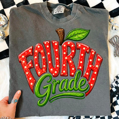 Apple Fourth Grade DTF Transfer DTF Heat Press Transfer from Sweet Tee Transfers