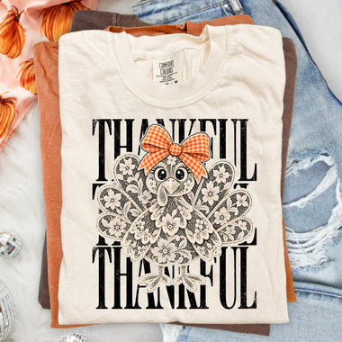 Thankful Dark Lace Turkey DTF Transfer DTF Heat Press Transfer from Sweet Tee Transfers