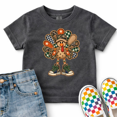 Patchwork Turkey in Sneakers DTF Transfer DTF Heat Press Transfer from Sweet Tee Transfers