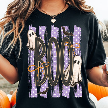 Boo Halloween Striped Purple DTF Transfer DTF Heat Press Transfer from Sweet Tee Transfers