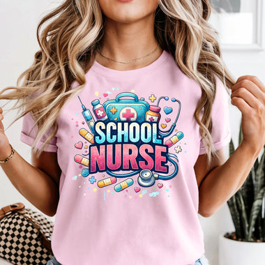 School Nurse with Bag DTF Transfer DTF Heat Press Transfer from Sweet Tee Transfers