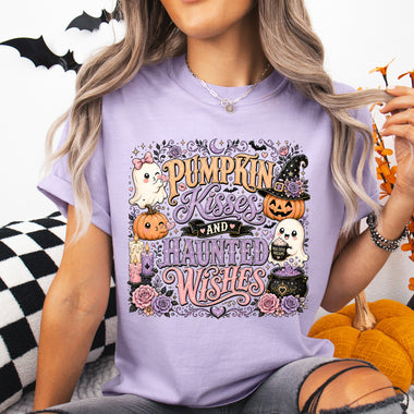 Pumpkin Kisses and Haunted Wishes DTF Transfer DTF Heat Press Transfer from Sweet Tee Transfers