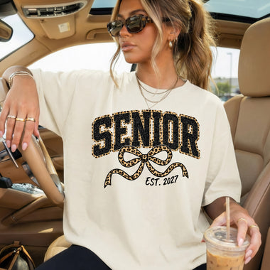 Senior Cheetah Bow 2027 DTF Transfer DTF Heat Press Transfer from Sweet Tee Transfers