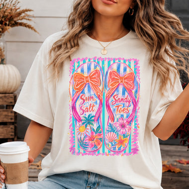 Flip Flops Striped Sun Salt Sandy Toes DTF Transfer DTF Heat Press Transfer from Sweet Tee Transfers