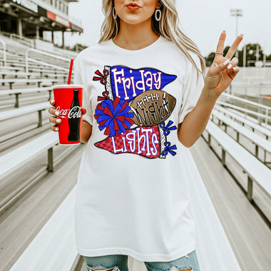 Friday Night Lights Royal and Red DTF Transfer DTF Heat Press Transfer from Sweet Tee Transfers